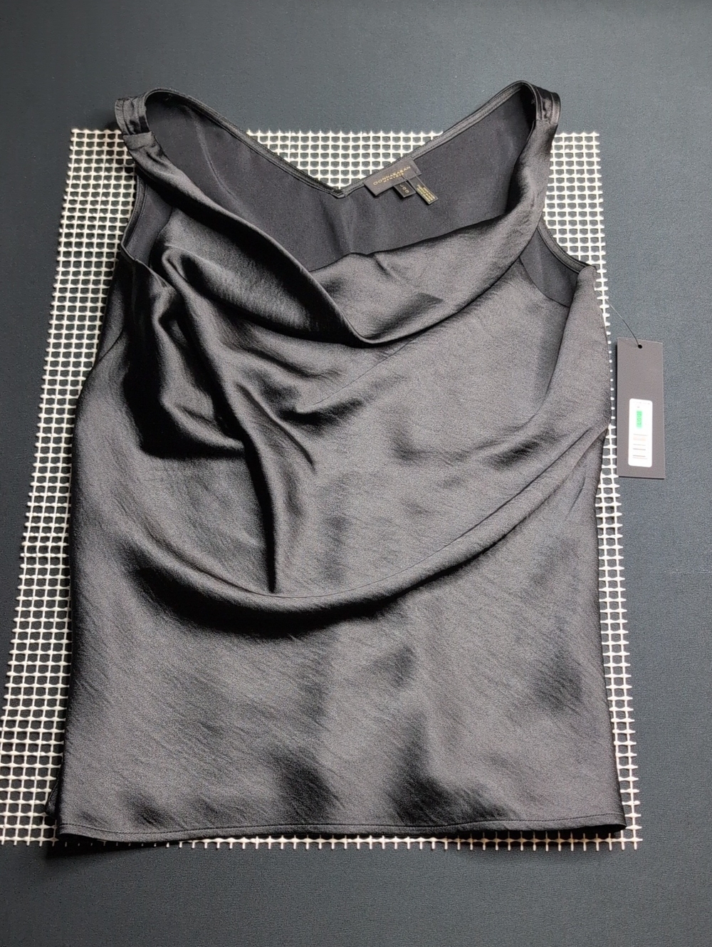 Donna Karan Black Satin Cowl Camisole Top